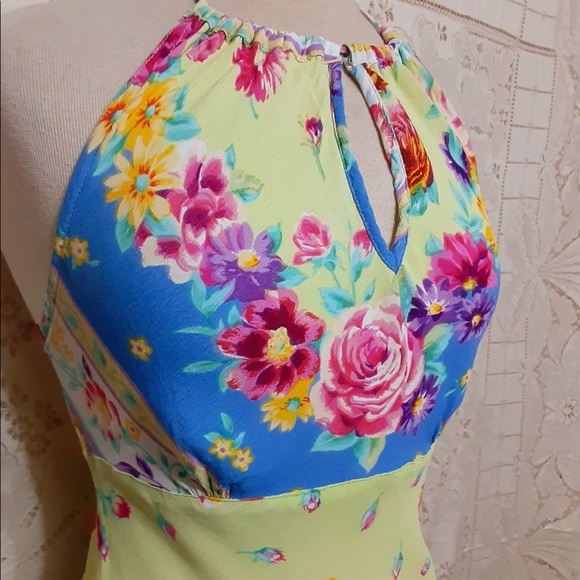 VTG AMERICAN ANGEL Chartreuse Scarf Dress - Picture 5 of 5